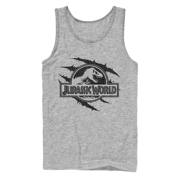 Men's Jurassic World Scale Logo Claw Marks Tank Top Athletic Heather Small