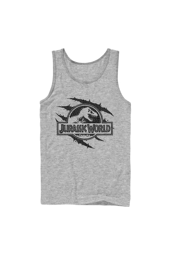Men's Jurassic World Scale Logo Claw Marks Tank Top Athletic Heather Small