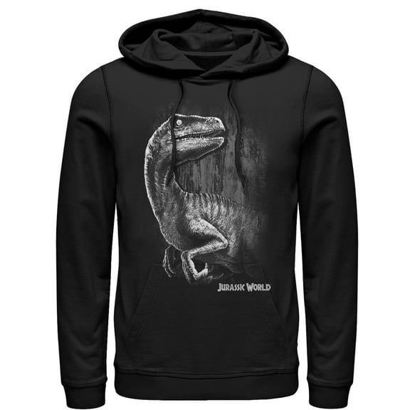 Men's Jurassic World Sly Velociraptor  Pull Over Hoodie Black 2X Large