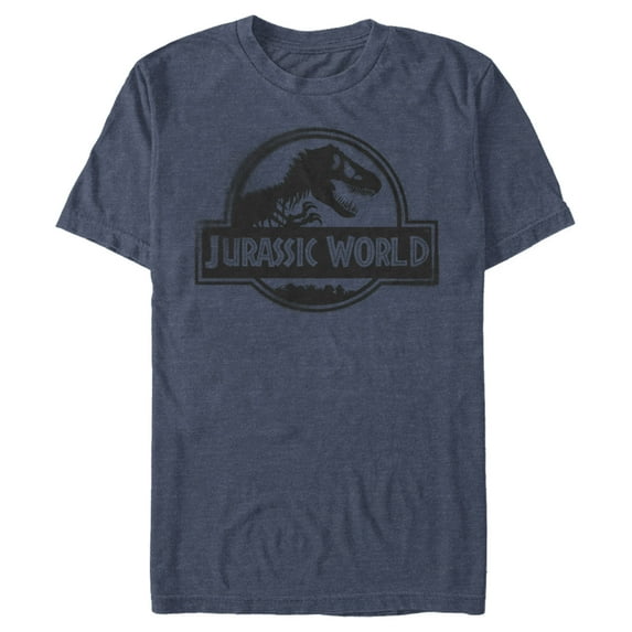 Men's Jurassic World Spray Paint Print Logo Graphic Tee Navy Blue Heather Small