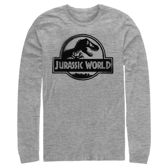 Men's Jurassic World Spray Paint Print Logo Long Sleeve Shirt Athletic Heather X Large