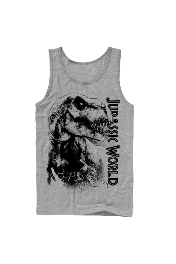 Men's Jurassic World T. Rex Carnivore Tank Top Athletic Heather 2X Large