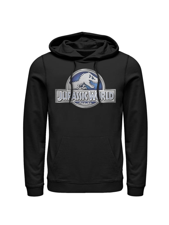 Men's Jurassic World T. Rex Logo Pull Over Hoodie Black Medium