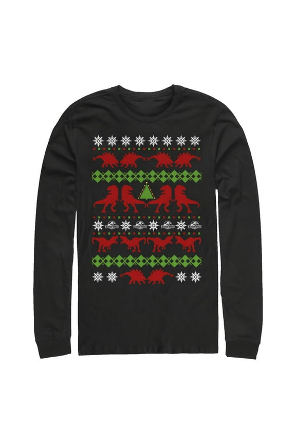 Men's Jurassic World T. Rex Ugly Christmas Sweater Long Sleeve Shirt