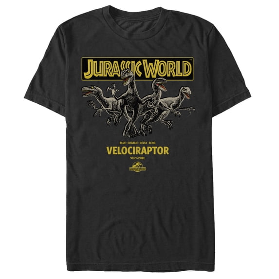 Men's Jurassic World Velociraptor Pure Graphic Tee Black Large