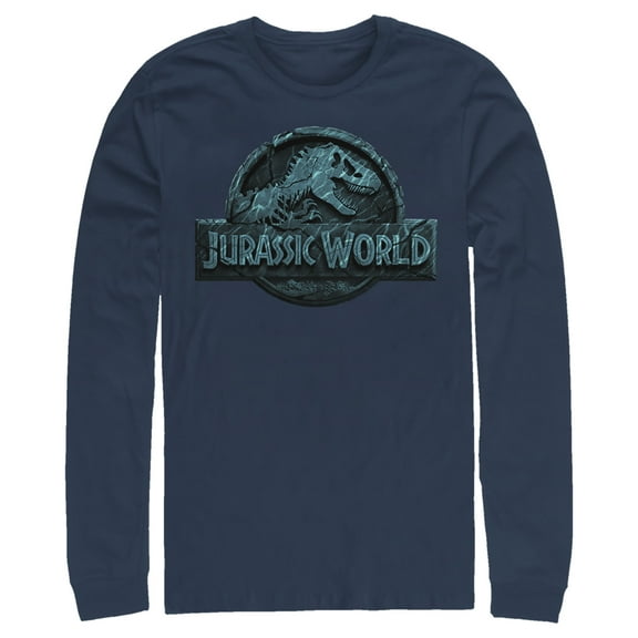 Men's Jurassic World Water Ripple Logo Long Sleeve Shirt Navy Blue Small
