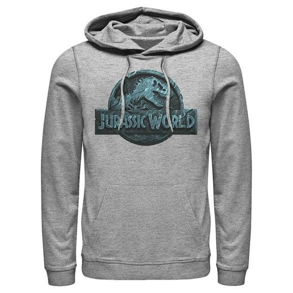 Men's Jurassic World Water Ripple Logo Pull Over Hoodie Athletic Heather Small