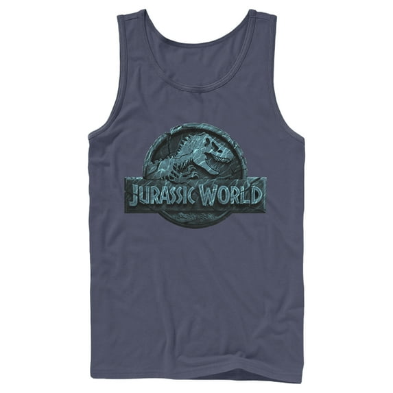Men's Jurassic World Water Ripple Logo Tank Top Navy Blue 2X Large