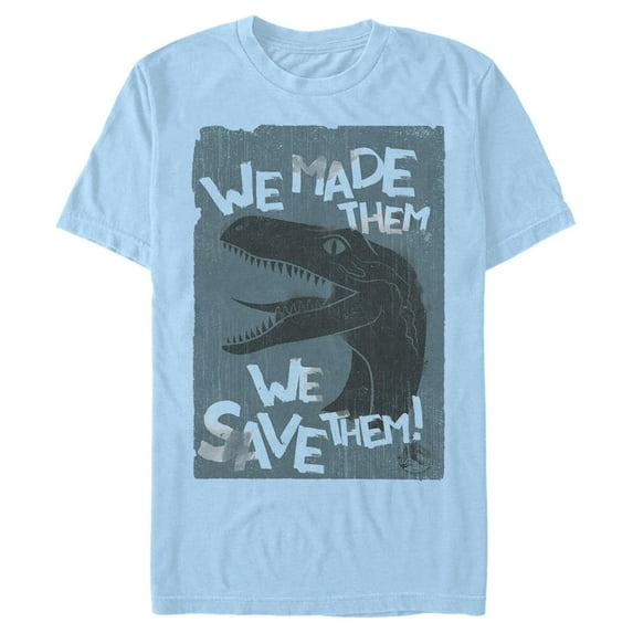 Men's Jurassic World We Made Them We Save Them Graphic Tee Light Blue X Large
