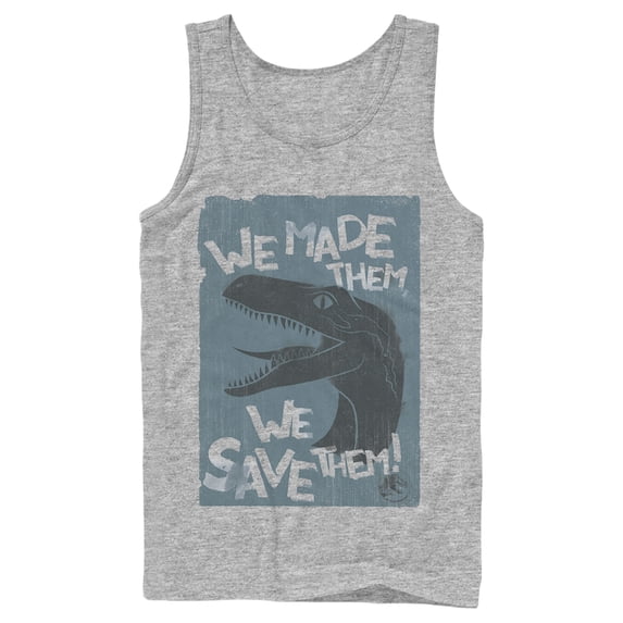 Men's Jurassic World We Made Them We Save Them Tank Top Athletic Heather Medium