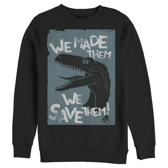 Men's Jurassic World We Save Them Sweatshirt Black 3X Large