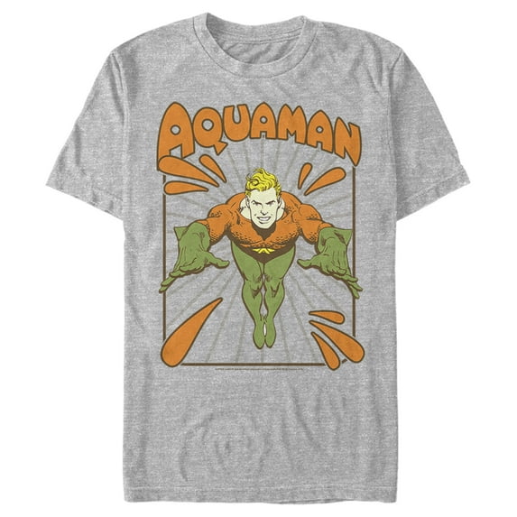 Men's Justice League Aquaman Vintage Graphic Tee Athletic Heather Medium