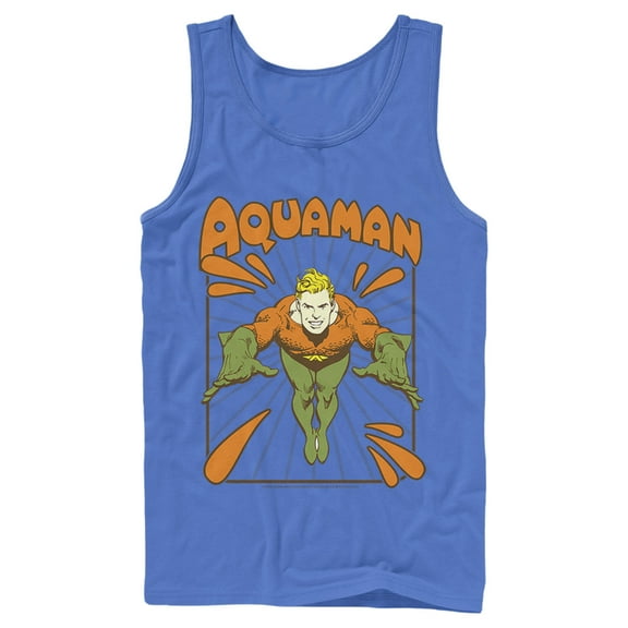 Men's Justice League Aquaman Vintage Tank Top Royal Blue Medium