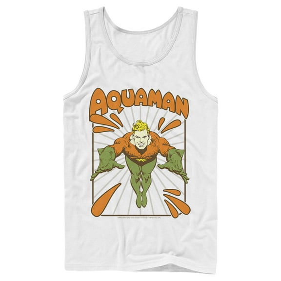 Men's Justice League Aquaman Vintage  Tank Top White Medium
