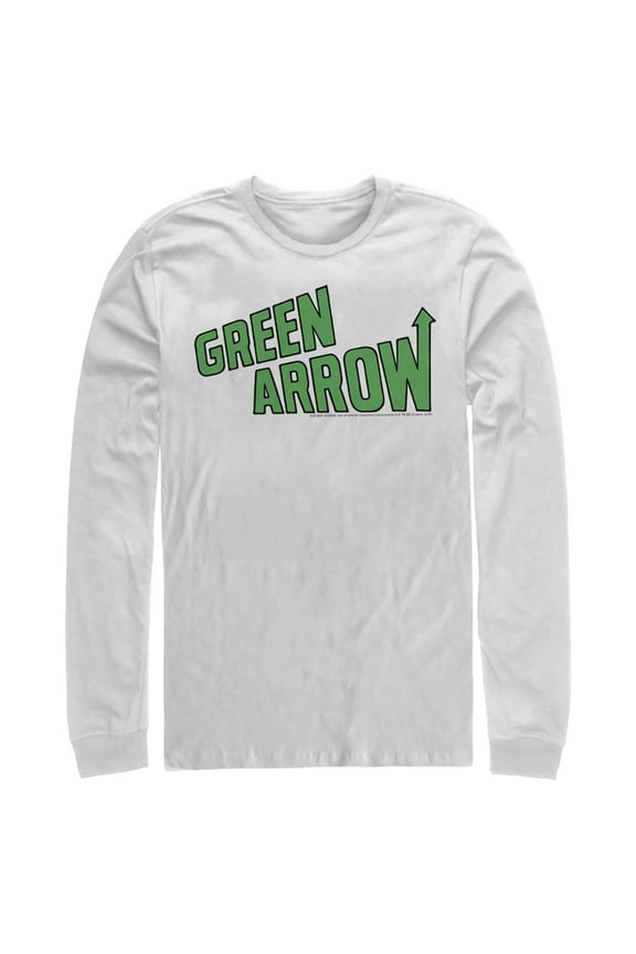Men's Justice League Arrow Logo  Long Sleeve Shirt White Large