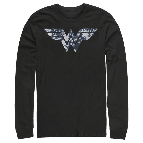 Men's Justice League Blue Tie Dye Logo Long Sleeve Shirt Black X Large
