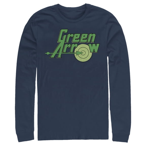 Men's Justice League Classic Arrow Logo Long Sleeve Shirt Navy Blue Small