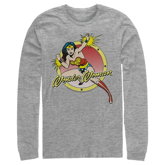 Men's Justice League Classic Circle Poster Long Sleeve Shirt Athletic Heather X Large