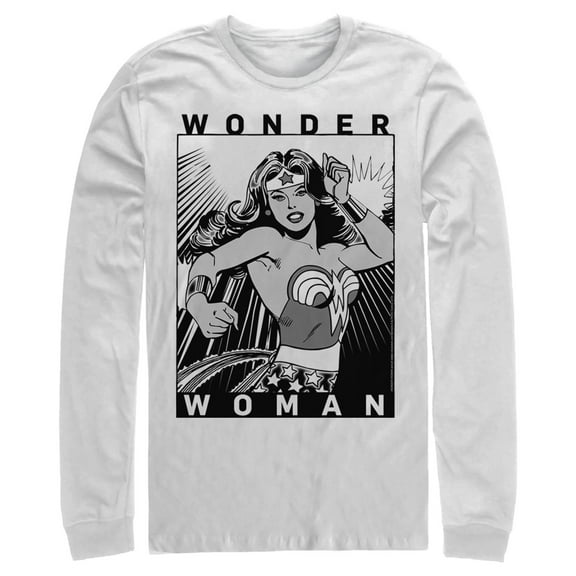 Men's Justice League Comic Poster  Long Sleeve Shirt White Small