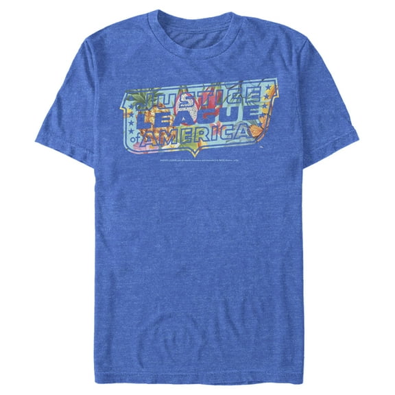 Men's Justice League Dragon Fruit Logo  Graphic Tee Royal Blue Heather 3X Large