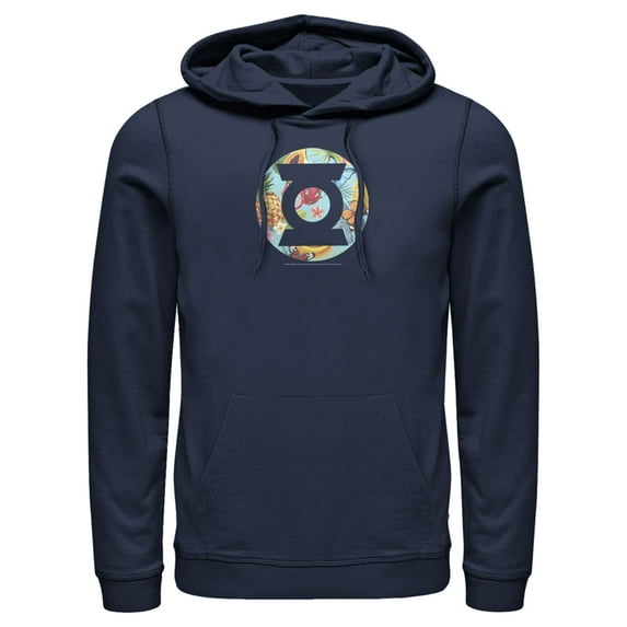 Men's Justice League Dragon Fruit Logo Pull Over Hoodie Navy Blue Medium