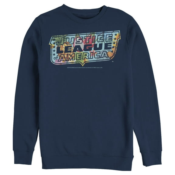 Men's Justice League Dragon Fruit Logo  Sweatshirt Navy Blue Small