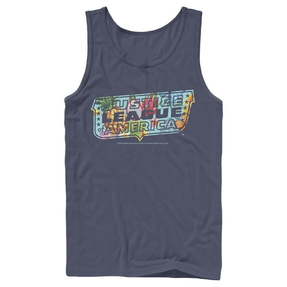 Men's Justice League Dragon Fruit Logo  Tank Top Navy Blue Large