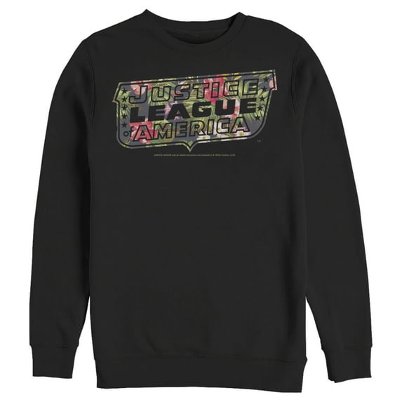 Men's Justice League Floral Logo Sweatshirt Black Small