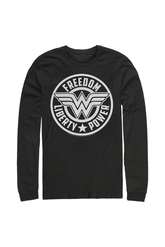 Men's Justice League Freedom Liberty Power Logo Long Sleeve Shirt Black Small