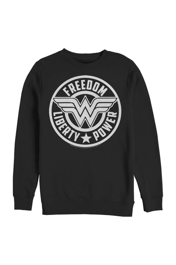 Men's Justice League Freedom Liberty Power Logo Sweatshirt Black Medium