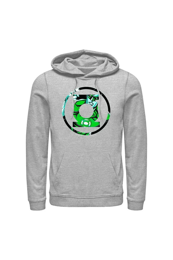 Men's Justice League Green Filled Logo Pull Over Hoodie