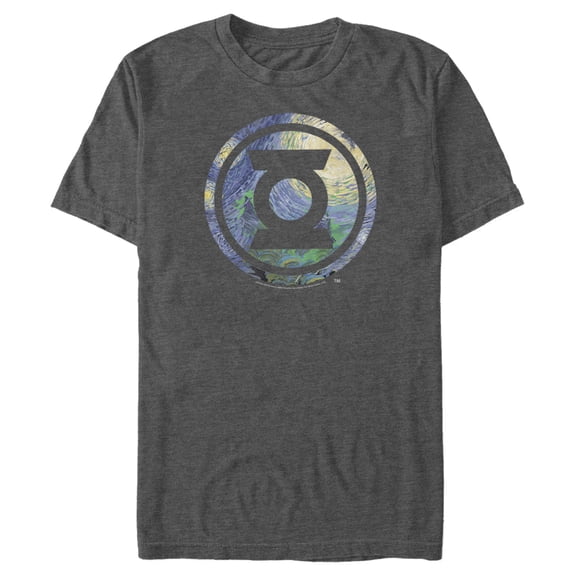 Men's Justice League Green Lantern Starry Night Logo  Graphic Tee Charcoal Heather Large