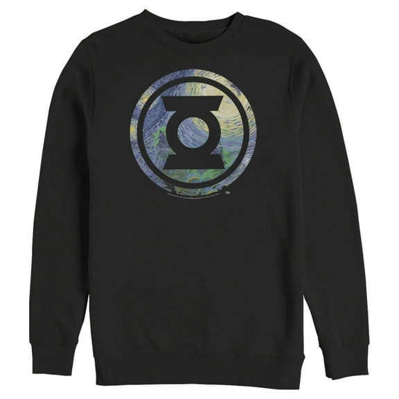 Men's Justice League Green Lantern Starry Night Logo  Sweatshirt Black Large