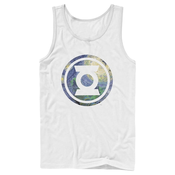 Men's Justice League Green Lantern Starry Night Logo Tank Top White Small