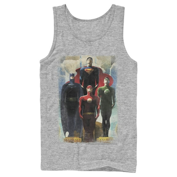 Men's Justice League Hero Artistic Poster  Tank Top Athletic Heather Large