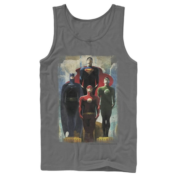Men's Justice League Hero Artistic Poster Tank Top Charcoal X Large