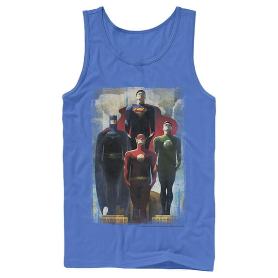 Men's Justice League Hero Artistic Poster Tank Top Royal Blue Medium