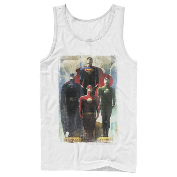 Men's Justice League Hero Artistic Poster Tank Top White Small