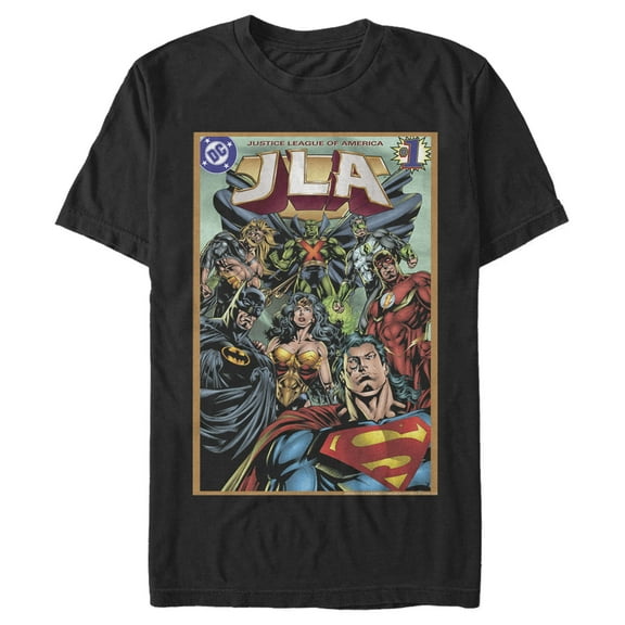 Men's Justice League JLA Comic Cover Graphic Tee Black Small