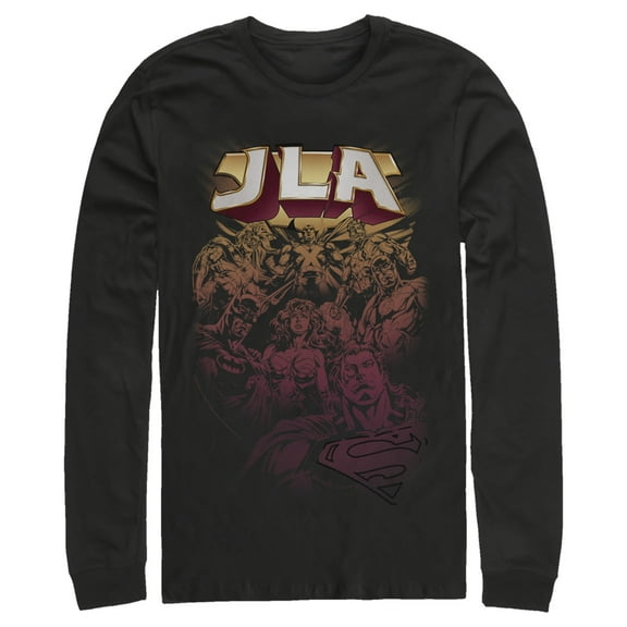 Men's Justice League JLA Superheroes  Long Sleeve Shirt Black Medium