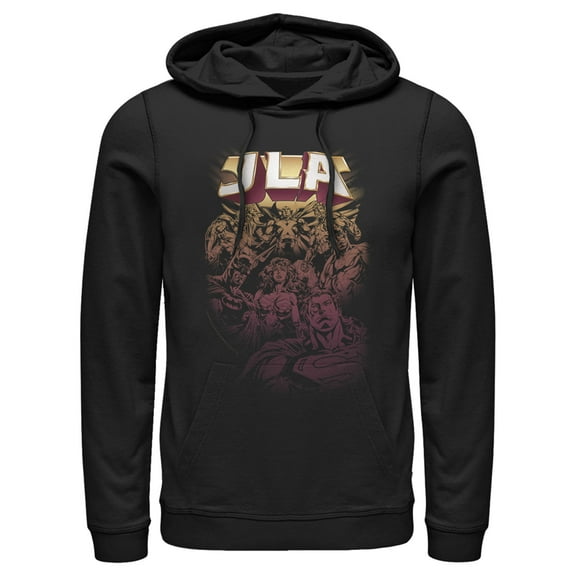 Men's Justice League JLA Superheroes  Pull Over Hoodie Black 2X Large