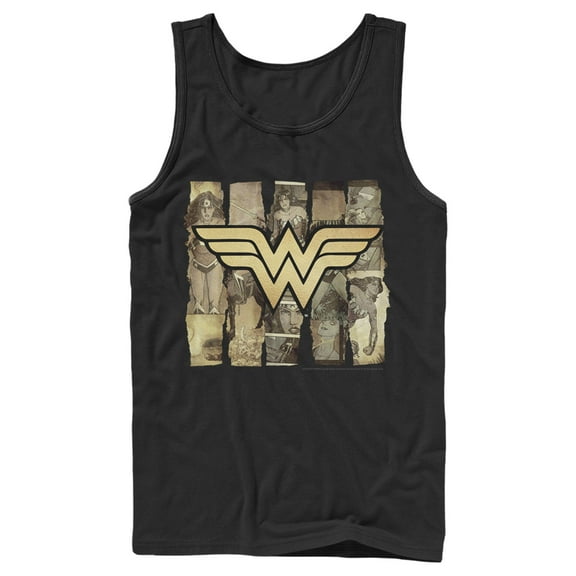 Men's Justice League Logo Newspaper Portraits  Tank Top Black Small