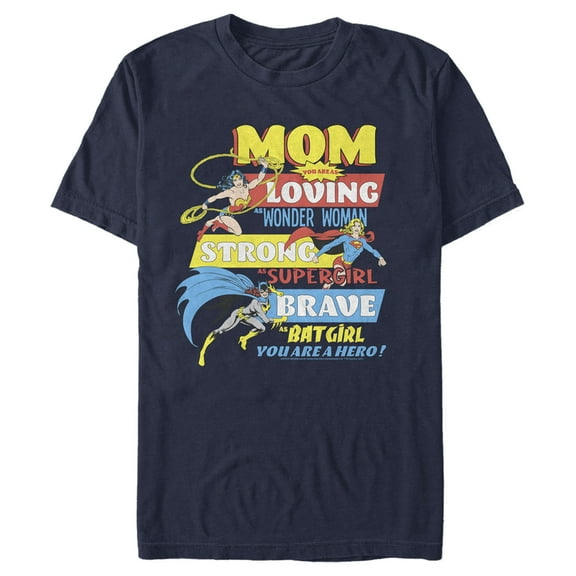 Men's Justice League Mom You Are a Hero!  Graphic Tee Navy Blue Large