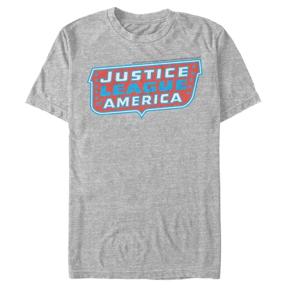 Men's Justice League Patriotic Frame Logo  Graphic Tee Athletic Heather 3X Large