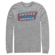 Men's Justice League Patriotic Frame Logo  Long Sleeve Shirt Athletic Heather Large