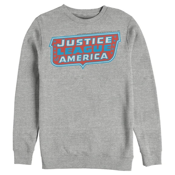 Men's Justice League Patriotic Frame Logo Sweatshirt Athletic Heather Small