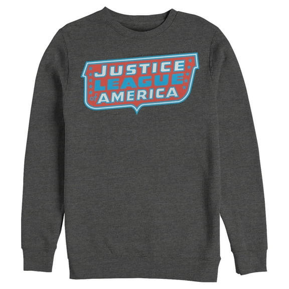 Men's Justice League Patriotic Frame Logo  Sweatshirt Charcoal Heather Large