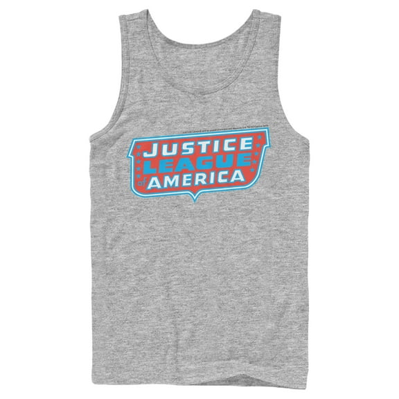 Men's Justice League Patriotic Frame Logo  Tank Top Athletic Heather Large