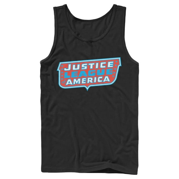Men's Justice League Patriotic Frame Logo  Tank Top Black Small