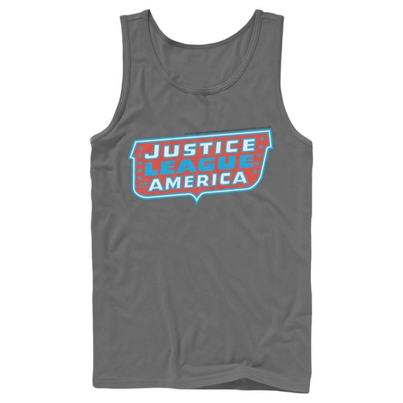 Men's Justice League Patriotic Frame Logo Tank Top Charcoal 2X Large